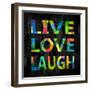 Live Love Laugh Color on Black-Jamie MacDowell-Framed Art Print