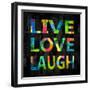 Live Love Laugh Color on Black-Jamie MacDowell-Framed Art Print