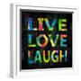 Live Love Laugh Color on Black-Jamie MacDowell-Framed Art Print