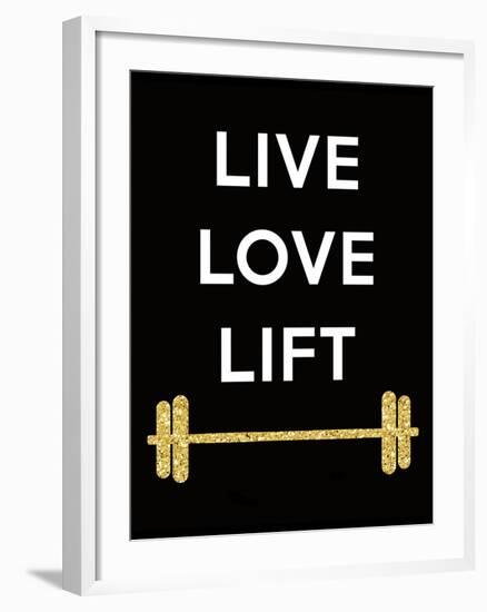 Live Love Lift-Peach & Gold-Framed Art Print