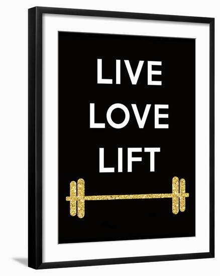 Live Love Lift-Peach & Gold-Framed Art Print