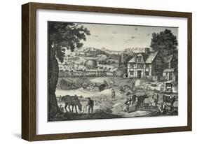 'Lively Activity on an Eighteenth-Century Farm', (1938)-Anon-Framed Giclee Print