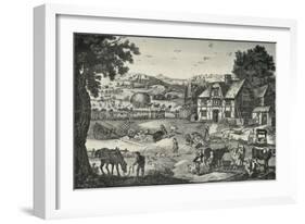 'Lively Activity on an Eighteenth-Century Farm', (1938)-Anon-Framed Giclee Print