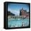 Lively Scene at the Lido at Rhos-On-Sea, North Wales-null-Framed Stretched Canvas