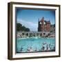 Lively Scene at the Lido at Rhos-On-Sea, North Wales-null-Framed Art Print