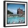 Lively Scene at the Lido at Rhos-On-Sea, North Wales-null-Framed Art Print