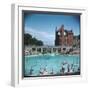 Lively Scene at the Lido at Rhos-On-Sea, North Wales-null-Framed Art Print