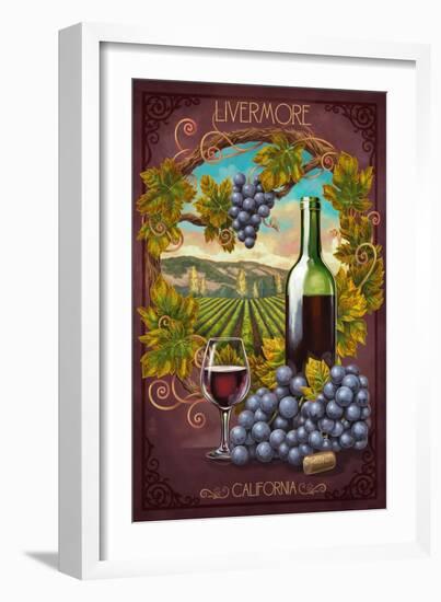 Livermore, California - Merlot-Lantern Press-Framed Art Print