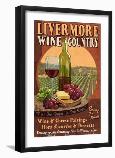 Livermore, California - Wine-Lantern Press-Framed Art Print