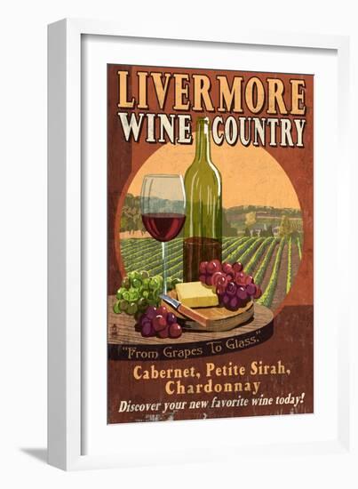 Livermore, California - Wine-Lantern Press-Framed Art Print