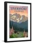 Livermore, Colorado - Bear and Spring Flowers-Lantern Press-Framed Art Print