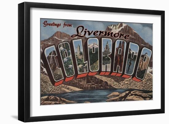 Livermore, Colorado - Large Letter Scenes-Lantern Press-Framed Art Print