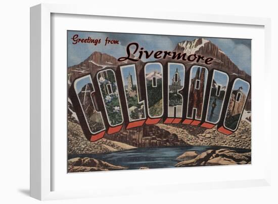 Livermore, Colorado - Large Letter Scenes-Lantern Press-Framed Art Print