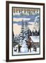 Livermore, Colorado - Snowman Scene-Lantern Press-Framed Art Print