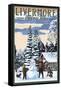 Livermore, Colorado - Snowman Scene-Lantern Press-Framed Stretched Canvas