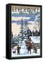 Livermore, Colorado - Snowman Scene-Lantern Press-Framed Stretched Canvas