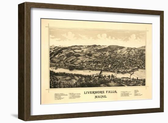 Livermore Falls, Maine - Panoramic Map-Lantern Press-Framed Art Print