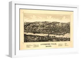 Livermore Falls, Maine - Panoramic Map-Lantern Press-Framed Art Print