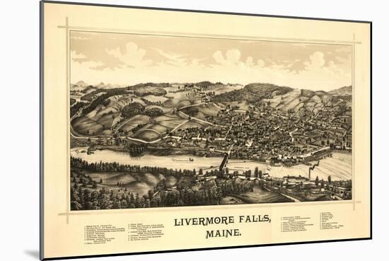 Livermore Falls, Maine - Panoramic Map-Lantern Press-Mounted Art Print