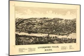 Livermore Falls, Maine - Panoramic Map-Lantern Press-Mounted Art Print