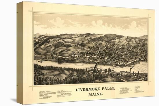 Livermore Falls, Maine - Panoramic Map-Lantern Press-Stretched Canvas