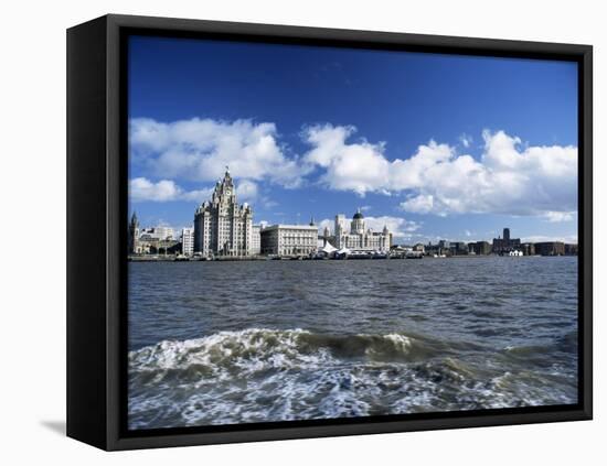 Liverpool and the River Mersey, Merseyside, England, United Kingdom-Chris Nicholson-Framed Stretched Canvas