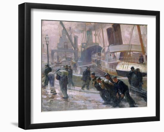 Liverpool Dockers at Dawn, 1903-Victor Francois Tardieu-Framed Giclee Print