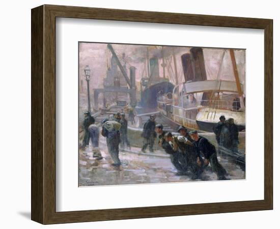 Liverpool Dockers at Dawn, 1903-Victor Francois Tardieu-Framed Giclee Print