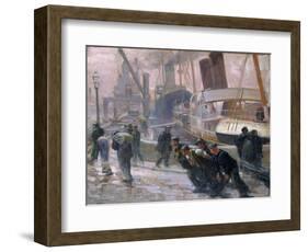 Liverpool Dockers at Dawn, 1903-Victor Francois Tardieu-Framed Giclee Print