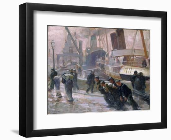 Liverpool Dockers at Dawn, 1903-Victor Francois Tardieu-Framed Giclee Print