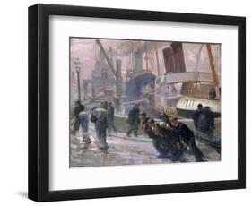 Liverpool Dockers at Dawn, 1903-Victor Francois Tardieu-Framed Giclee Print