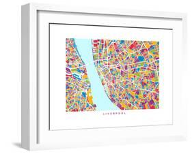 Liverpool England City Street Map-Michael Tompsett-Framed Art Print