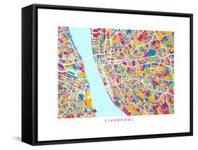 Liverpool England City Street Map-Michael Tompsett-Framed Stretched Canvas