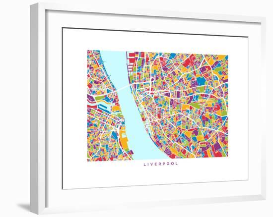 Liverpool England City Street Map-Michael Tompsett-Framed Art Print