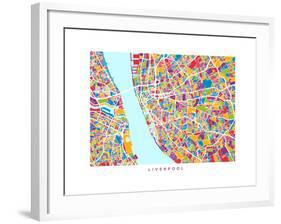 Liverpool England City Street Map-Michael Tompsett-Framed Art Print