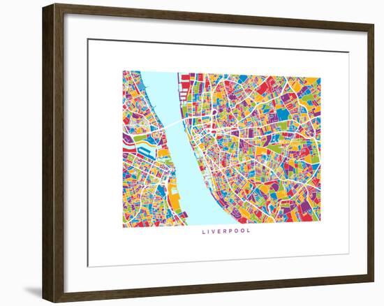 Liverpool England City Street Map-Michael Tompsett-Framed Art Print