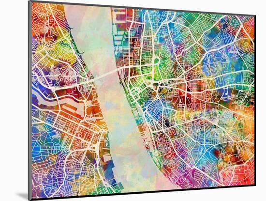 Liverpool England City Street Map-Michael Tompsett-Mounted Art Print