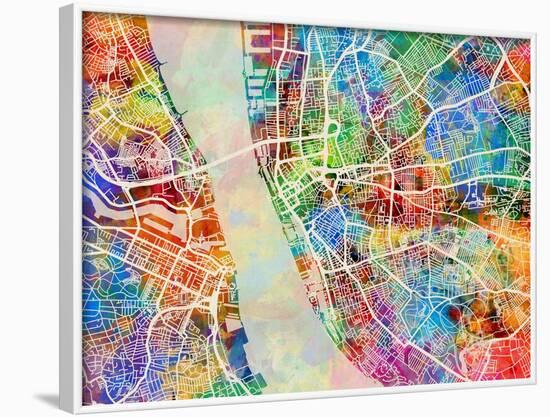 Liverpool England City Street Map-Michael Tompsett-Framed Art Print