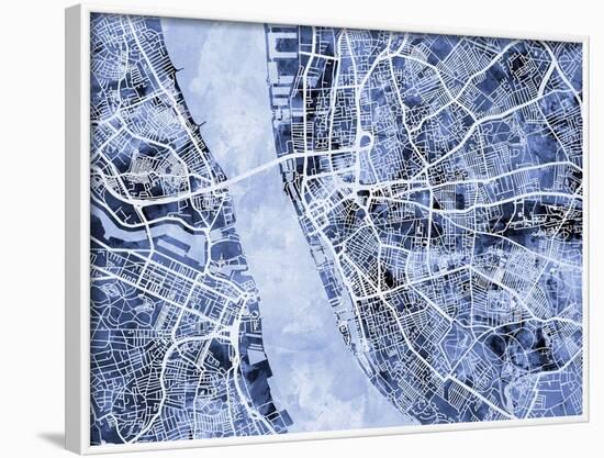 Liverpool England City Street Map-Michael Tompsett-Framed Art Print