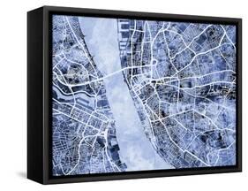 Liverpool England City Street Map-Michael Tompsett-Framed Stretched Canvas