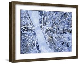 Liverpool England City Street Map-Michael Tompsett-Framed Art Print