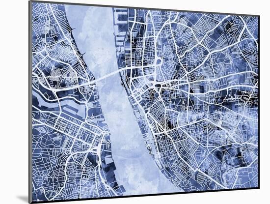 Liverpool England City Street Map-Michael Tompsett-Mounted Art Print