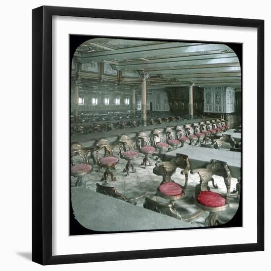 Liverpool (England), the Dining Room of the Trans-Atlantic Liner "Majesty"-Leon, Levy et Fils-Framed Premium Photographic Print