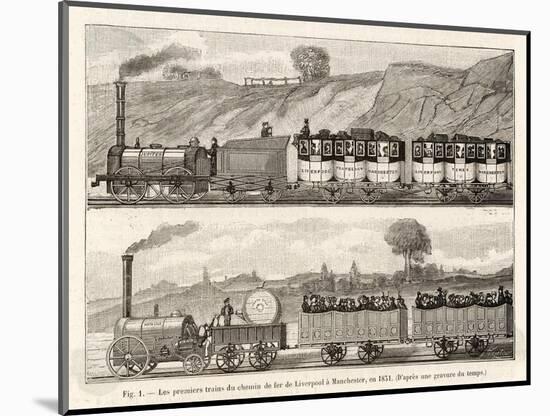 Liverpool-Manchester Railway Early Passenger Trains on the Line-H. Thiriat-Mounted Art Print