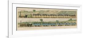 Liverpool-Manchester Railway, Two Passenger Trains with Closed Carriages-Isaac Shaw-Framed Premium Giclee Print