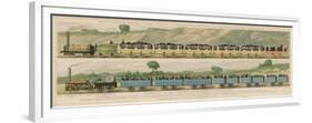 Liverpool-Manchester Railway, Two Passenger Trains with Closed Carriages-Isaac Shaw-Framed Premium Giclee Print