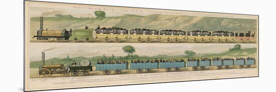 Liverpool-Manchester Railway, Two Passenger Trains with Closed Carriages-Isaac Shaw-Mounted Premium Giclee Print