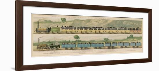 Liverpool-Manchester Railway, Two Passenger Trains with Closed Carriages-Isaac Shaw-Framed Art Print