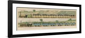 Liverpool-Manchester Railway, Two Passenger Trains with Closed Carriages-Isaac Shaw-Framed Art Print