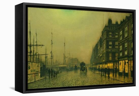 Liverpool Quay by Moonlight-Atkinson Grimshaw-Framed Stretched Canvas